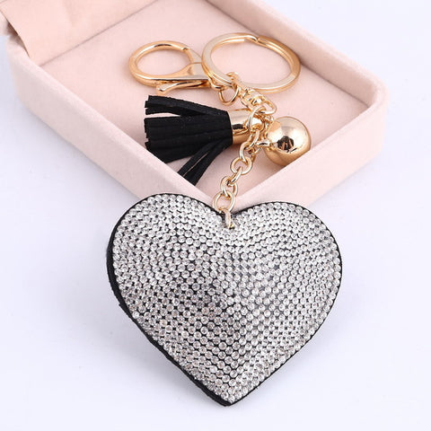 Rhinestone Heart  Keychain